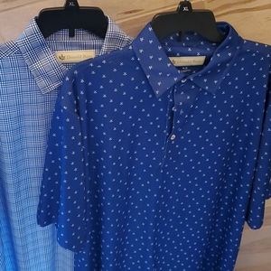 NWOT 2 Donald Ross StayCool blue golf shirts XL